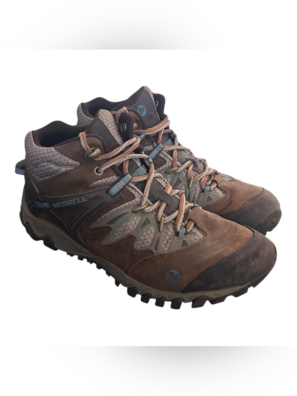 Merrell Women's All Out Blaze Mid Waterproof J65018 Brown Hiking Boots Size 9